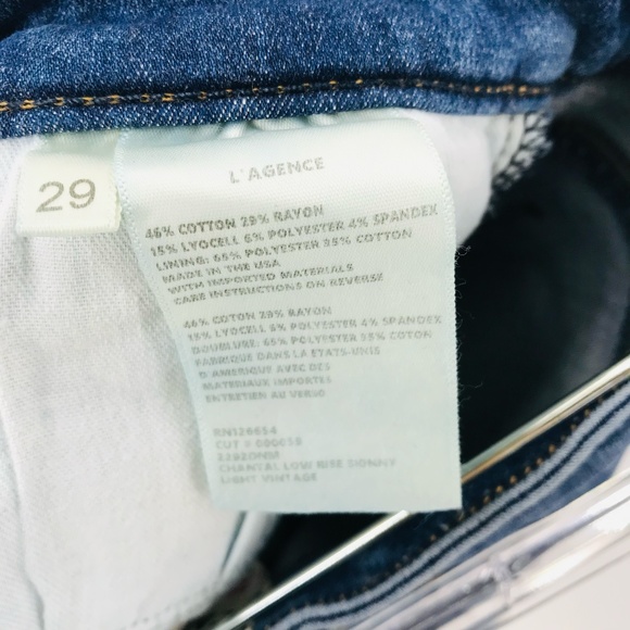 L'Agence Chantal Low Rise Skinny Jeans Light Vintage Wash Size 29 - Picture 4 of 8